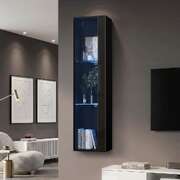 Wall Mounted LED Display Cabinet Black Gloss | EXTG