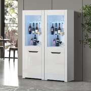 LED Display Cabinet Tall Sideboard White | EXTG