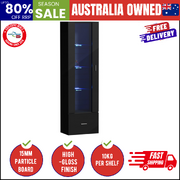 Display Cabinet Buffet Sideboard LED Light High Gloss Glass Door Black