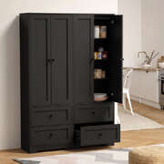 Black Kitchen Sideboard Cabinet 60x30x175.5cm