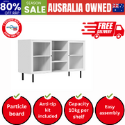 Sideboard Buffet Tempered Glass Door 2 Drawers White