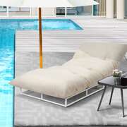 Outdoor Sun Lounge Day Bed Patio Chair Beige