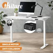  Electric Standing Desk Single Motor Height Adjustable Sit Stand Table White and Walnut 120cm