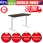 Electric Standing Desk Single Motor Height Adjustable Sit Stand Table White and Walnut 150cm