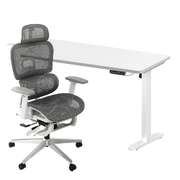 Office Desk and Chair Set Mesh Ergonomic Chair Sit-stand Desk GY&WH