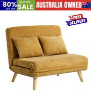 Chenille Sofa Bed Chair Recliner Double Love Seat Upholstered Yellow Fabric