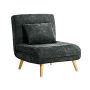 Sofa Bed Chair Chenille Recliner Wooden Leg Single Seat Charcoal