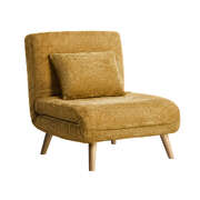Chenille Sofa Bed Chair Recliner Single Seat Wooden Legs Upholstered Yellow