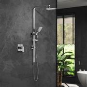 10" Rain Shower Head Set Square Handheld With Shower Mixer Tap Chrome