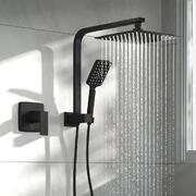 10" Rain Shower Head Set, Mixer Square 3-Mode Handheld Shower Black