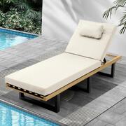 Sun Lounge Outdoor Lounger Day Bed Garden Patio Furniture Setting Beige