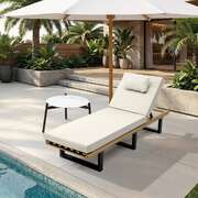 Patio Sun Lounge Set with Table Beige