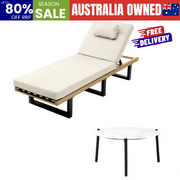 Patio Sun Lounge Set with Table Beige