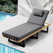 Sun Lounge Outdoor Lounger Day Bed Garden Patio Furniture Setting Grey