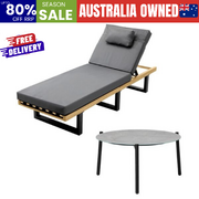 Patio Sun Lounge Set with Table Grey
