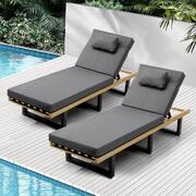 2X Sun Lounger Day Bed Outdoor Setting Patio Furniture