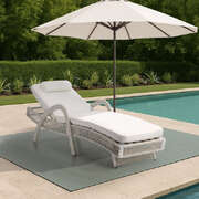 Sun Lounge Wicker Bed Outdoor Patio Furniture Beige