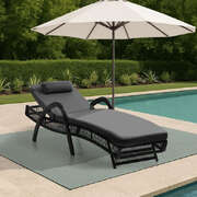Sun Lounge Wicker Bed Outdoor Patio Furniture Grey