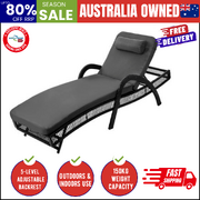 Sun Lounge Wicker Bed Outdoor Patio Furniture Grey