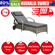Wheeled Sun Lounger Day Bed Outdoor Setting Patio Furniture