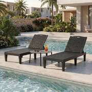 3-Piece Sun Lounge Set Outdoor Patio Black | EXTG