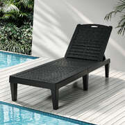 Adjustable Sun Lounge Outdoor Patio Black | EXTG