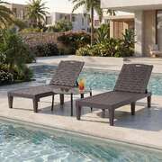 Sun Lounge Table Set 3-Piece Outdoor Brown | EXTG