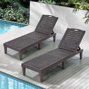Sun Lounger Set 2 Outdoor Recliner Brown | EXTG