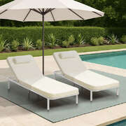 2PCS Sun Lounge Outdoor Patio Furniture Setting Beige