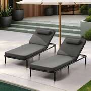 2PCS Sun Lounge Outdoor Patio Furniture Setting Grey