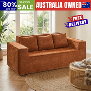 Compressed Sofa Box Couch 195cm Chenille Brown