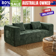 Compressed Sofa Box Button Tuft Couch Chenille Green