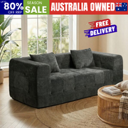Compressed Sofa Box Button Tuft Couch Chenille Grey