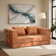 Chenille Sofa Bed Convertible Burnt Orange | EXTG