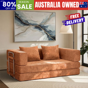 Chenille Sofa Bed Convertible Burnt Orange | EXTG