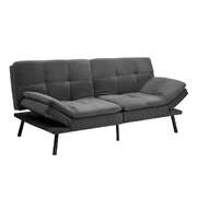 Sofa Bed Futon Lounge Couch Convertible Polyester 3-Seater Grey