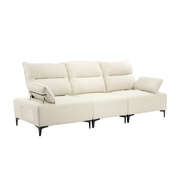3 Seater Couch Sofa Chenille Adjustable Armrest Beige