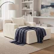 Chaise Chair Corduroy Single Sofa Couch Beige