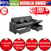 Sofa Lounge Set Modular Couch 3 Seater Drawers Ottoman Storage Velvet