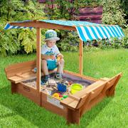 Endless Fun in the Sun: Kids' Wooden Sandbox with Canopy
