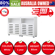 Shoe Rack Shoes Storage Cabinet Organiser Shelf 2 Doors White Set of 2
