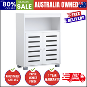 Shoe Rack Shoes Storage Cabinet Organiser Shelf 2 Doors White