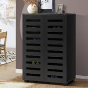 Black Shoe Cabinet: Organize 20 Pairs with 2 Doors
