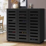 Black 3-Door Shoe Cabinet: Stylish Shoe Storage for 30 Pairs
