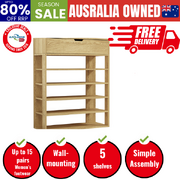Shoes Storage Rack 5-tier Shelves with Drawer Natural
