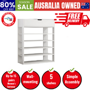 Shoes Storage Rack 5-tier Shelves with Drawer White