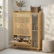 Bamboo Shoe Storage Cabinet 3 Compartments | EXTG