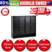 Shoe Cabinet Shoes Storage Rack Organiser 4 Doors Shelf Black