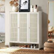 Shoe Storage Cabinet 7 Tier Rattan White | EXTG