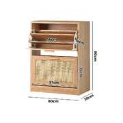 Shoe Cabinet 2 Compartment with Rows Rattan Doors